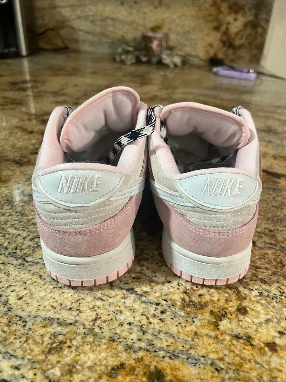 Nike Pink and White Low-Top Sneakers